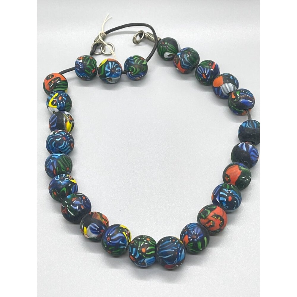 Vintage 25 Large Chunky Venetian Cane Millefiori Glass Trade Beads 20mm - Picture 4 of 8